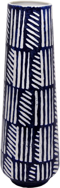 Navy Blue and White Ceramic Vase