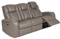 Genesis Gray Leather-Match Power Reclining Sofa - Transformer-4