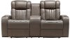 Genesis Gray Leather-Match Power Reclining Loveseat - Transformer