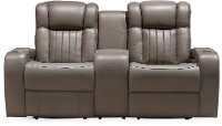 Genesis Gray Leather-Match Power Reclining Loveseat - Transformer
