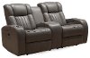 Genesis Gray Leather-Match Power Reclining Loveseat - Transformer-2