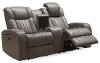 Genesis Gray Leather-Match Power Reclining Loveseat - Transformer-3
