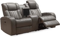 Genesis Gray Leather-Match Power Reclining Loveseat - Transformer-3