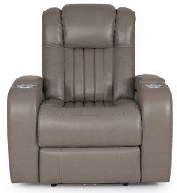 Genesis Gray Leather-Match Power Recliner - Transformer