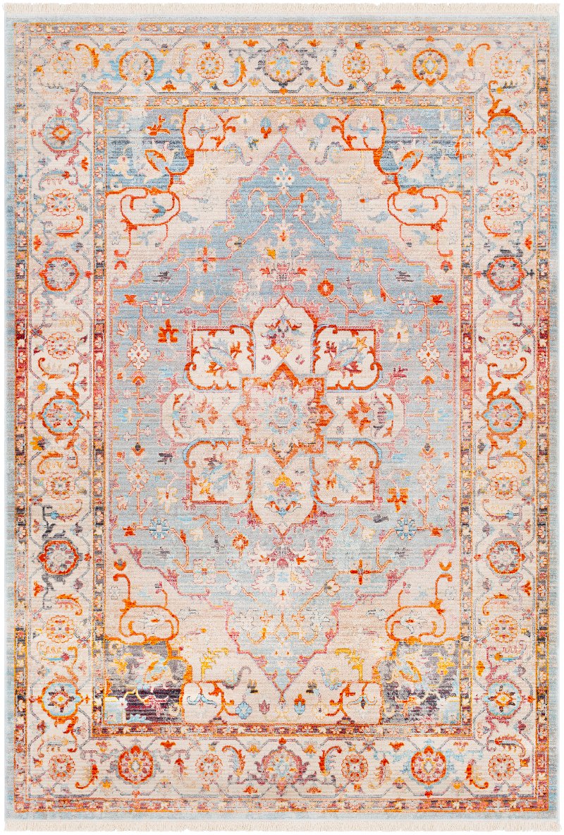 8 X 10 Large Transitional Gray And Orange Area Rug Ephesians