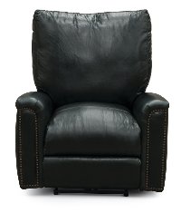 Classic Traditional Dark Blue Leather Power Recliner - Marine