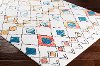 MCS2302-23 2 x 3 X-Small White, Blue and Orange Area Rug - Moroccan Shag-2