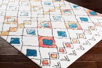 MCS2302-23 2 x 3 X-Small White, Blue and Orange Area Rug - Moroccan Shag-2