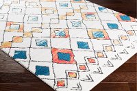 MCS2302-5373 5 x 7 Medium White, Blue and Orange Area Rug - Moroccan Shag-2