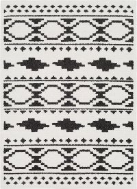 MCS2305-6796 7 x 10 Large Charcoal Gray, Black and White Area Rug - Moroccan Shag