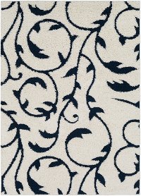 CLG2313-710103 8 x 10 Large Cream and Navy Blue Rug - Cut and Loop