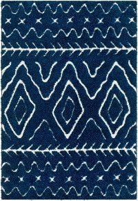 CLG2315-5373 5 x 7 Medium Navy Blue and Cream Area Rug - Cut and Loop