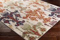 SRP1015-5373 5 x 7 Medium Tan, Green and Orange Area Rug - Serapi-2
