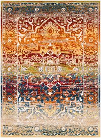 SRP1011-5373 5 x 7 Medium Traditional Red and Orange Area Rug - Serapi-4