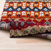 SRP1017-2773 Red, Blue, and Orange 7 Foot Runner Rug - Serapi-3