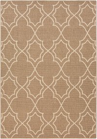 ALF9587-5376 5 x 8 Medium Camel and Cream Indoor-Outdoor Rug - Alfresco