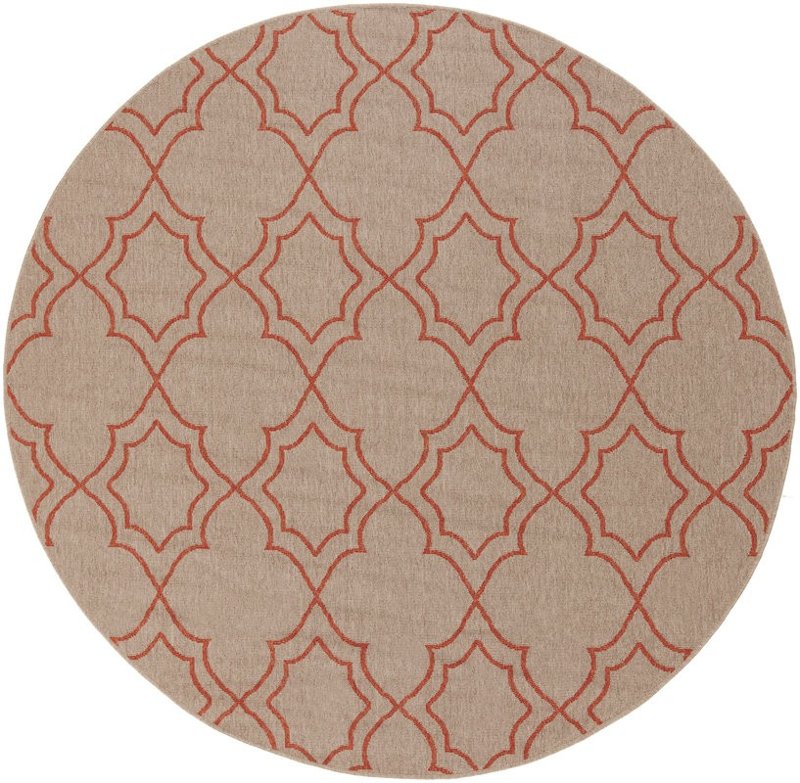 9 Round Camel And Rust Indoor Outdoor Rug Alfresco