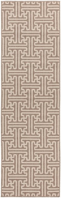 ALF9599-2379 Beige and Cream Indoor-Outdoor 8 Foot Runner Rug - Alfresco