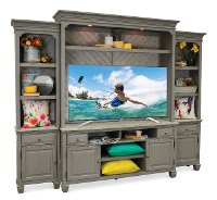 Classic Gray 4 Piece Modern Entertainment Center - Jordan