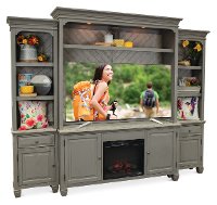 Classic Gray 4 Piece Fireplace Entertainment Center - Jordan