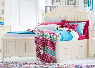 Classic Ivory White Twin Storage Bed - Summerset
