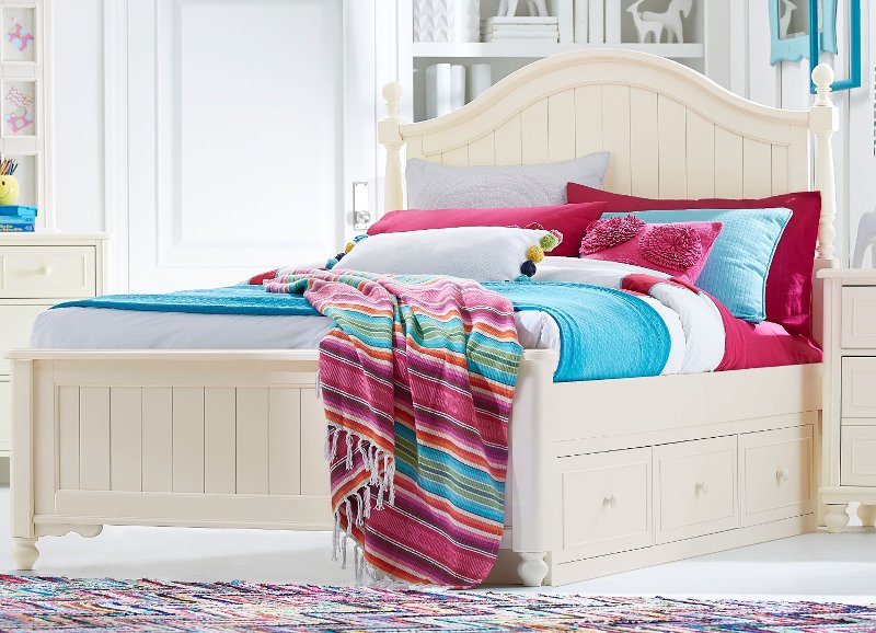 Classic Ivory White Twin Storage Bed Summerset