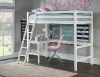 2179-320 Classic Contemporary White Twin Loft Bed - Caspian