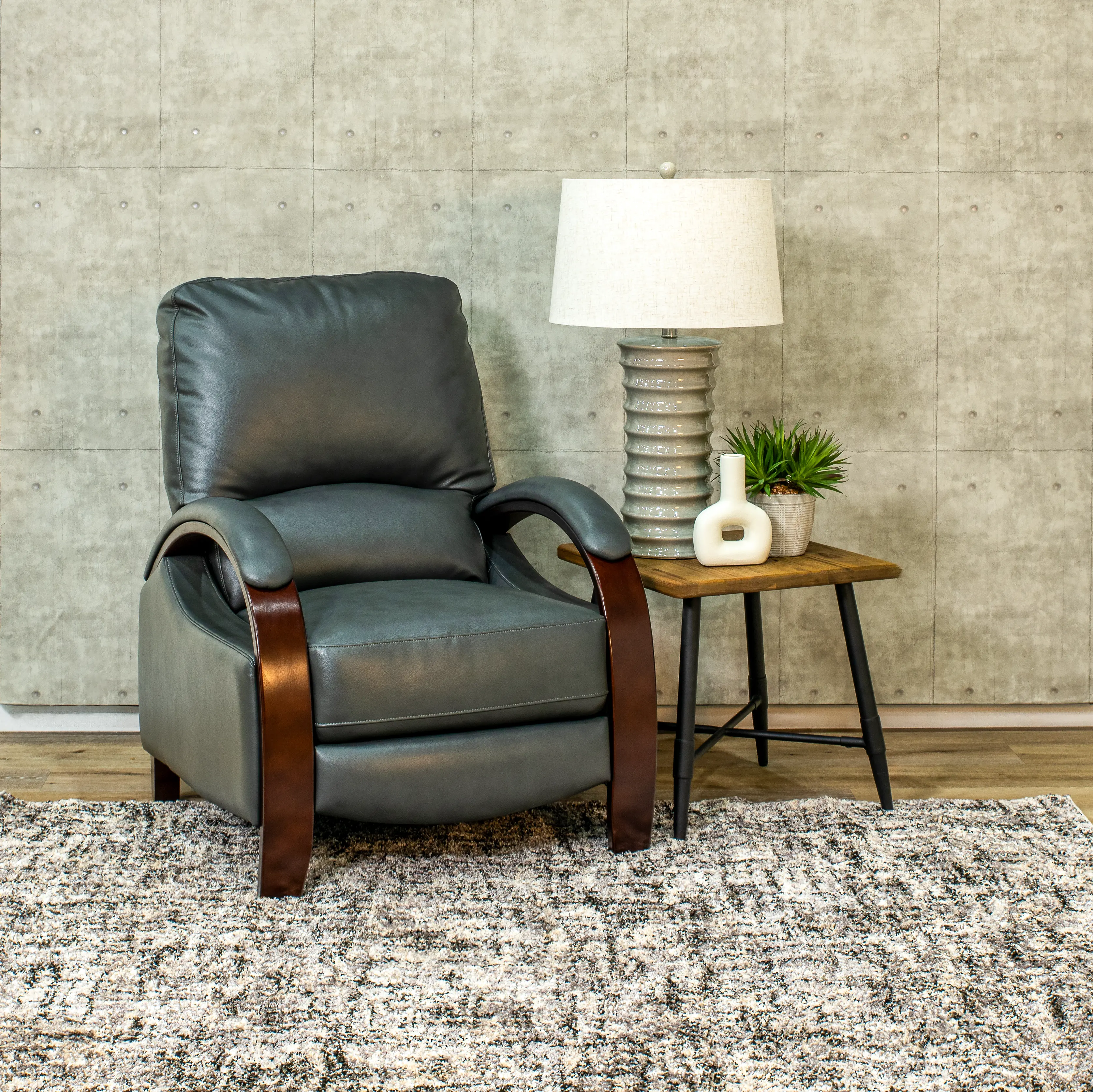 Larue Smoke Gray Push Back High Leg Recliner-2