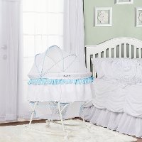 Blue and White Portable 2-in-1 Bassinet and Cradle - Lacy