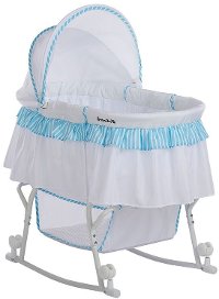 Blue and White Portable 2-in-1 Bassinet and Cradle - Lacy -2
