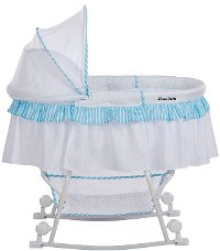 Blue and White Portable 2-in-1 Bassinet and Cradle - Lacy -4