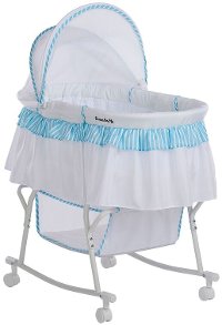 Blue and White Portable 2-in-1 Bassinet and Cradle - Lacy -5