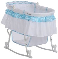 Blue and White Portable 2-in-1 Bassinet and Cradle - Lacy -6