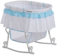 Blue and White Portable 2-in-1 Bassinet and Cradle - Lacy -7