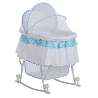 Blue and White Portable 2-in-1 Bassinet and Cradle - Lacy -8