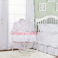 Pink and White Portable 2-in-1 Bassinet and Cradle - Lacy