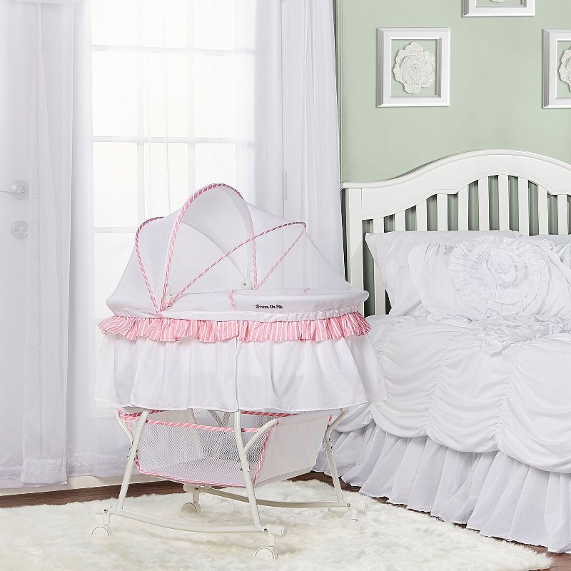 pink and grey bassinet