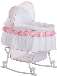 Pink and White Portable 2-in-1 Bassinet and Cradle - Lacy-2