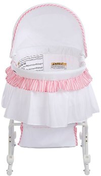 Pink and White Portable 2-in-1 Bassinet and Cradle - Lacy-3