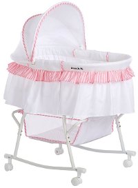 Pink and White Portable 2-in-1 Bassinet and Cradle - Lacy-5