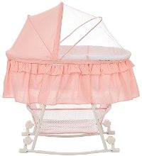 Rose Pink Portable 2-in-1 Bassinet and Cradle - Lacy-2