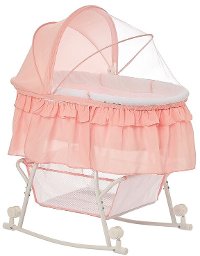 Rose Pink Portable 2-in-1 Bassinet and Cradle - Lacy-3