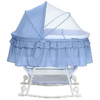 Serenity Blue Portable 2-in-1 Bassinet and Cradle - Lacy-2