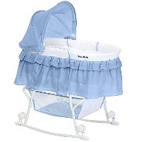 Serenity Blue Portable 2-in-1 Bassinet and Cradle - Lacy-3