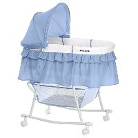 Serenity Blue Portable 2-in-1 Bassinet and Cradle - Lacy-4