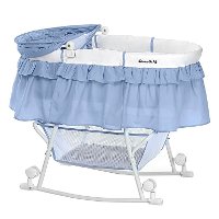 Serenity Blue Portable 2-in-1 Bassinet and Cradle - Lacy-6