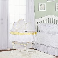 Yellow and White Portable 2-in-1 Bassinet and Cradle - Lacy