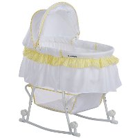 Yellow and White Portable 2-in-1 Bassinet and Cradle - Lacy-2