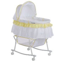 Yellow and White Portable 2-in-1 Bassinet and Cradle - Lacy-3