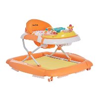 Orange and White 2-in-1 Crossover Musical Walker and Rocker
